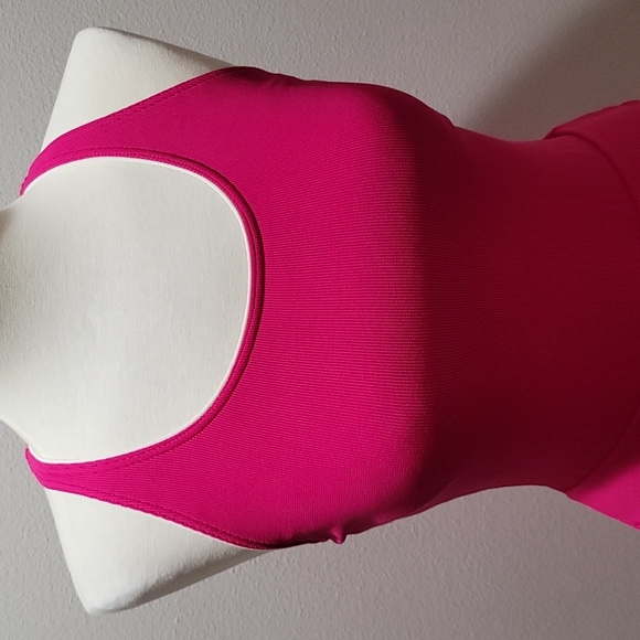 LANDS END BRIGHT NEON PINK BARBIECORE ACTIVEWEAR MINI SKIRT SET SZ 12 TOP SZ 8 - Picture 3 of 13